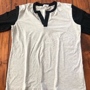 MENS BLACK AND LIGHT GREY HENLEY